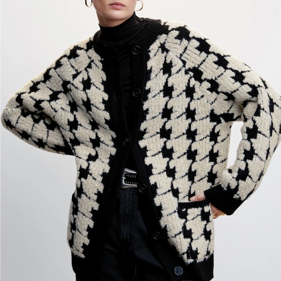 NWT** - Mango Houndstooth Cardigan - XS - Picture 6 of 6